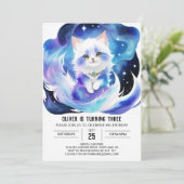 Boho Kitten Magic Birthday Einladung (Stehend Vorderseite)