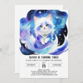 Boho Kitten Magic Birthday Einladung (Vorne/Hinten)