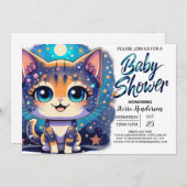 Boho Kitten Online Boy Baby Shower Einladung (Vorne/Hinten)