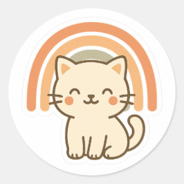 Boho Kitten Sticker with Retro Arch Design