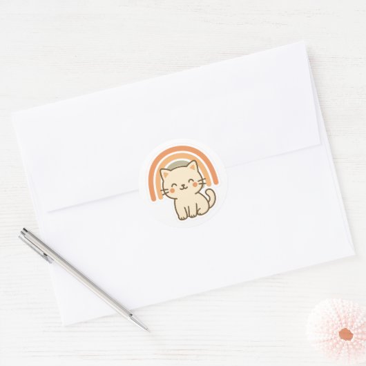 Boho Kitten Sticker with Retro Arch Design (Umschlag)