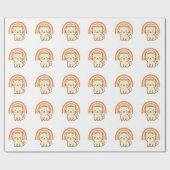 Boho Kitten Sticker with Retro Arch Design Geschenkpapier (Flach)