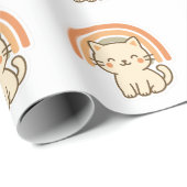 Boho Kitten Sticker with Retro Arch Design Geschenkpapier (Rolleneckpunkt)