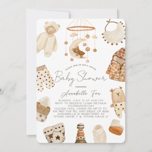 Boho kleidet Kinderzimmer Gender-Neutral Baby Dusc Einladung (Vorderseite)