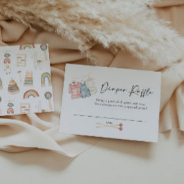 Boho Kleidung Diaper Raffekarte Mitteilungskarte