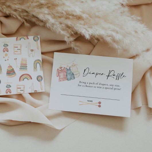 Boho Kleidung Diaper Raffekarte Mitteilungskarte