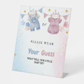 Boho Kleidung Gender Reveal Tragen Sie Ihre Vermut Sockelschild (Vorderseite)