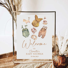 Boho Kleidung Minimalistisch Babydusche Willkommen Poster
