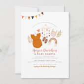 Boho Kleidung & Niedlich Rainbow Pink Girl Babydus Einladung (Vorderseite)