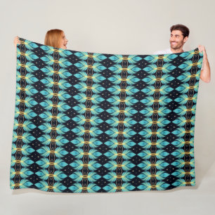 Boho kleine blaue Federn Fleecedecke