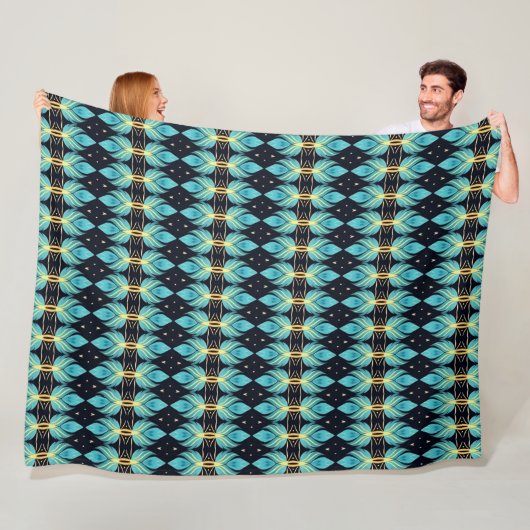 Boho kleine blaue Federn Fleecedecke (Beispiel)