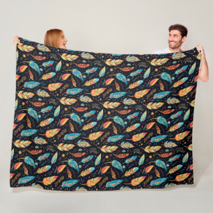 Boho kleine Federn Fleecedecke