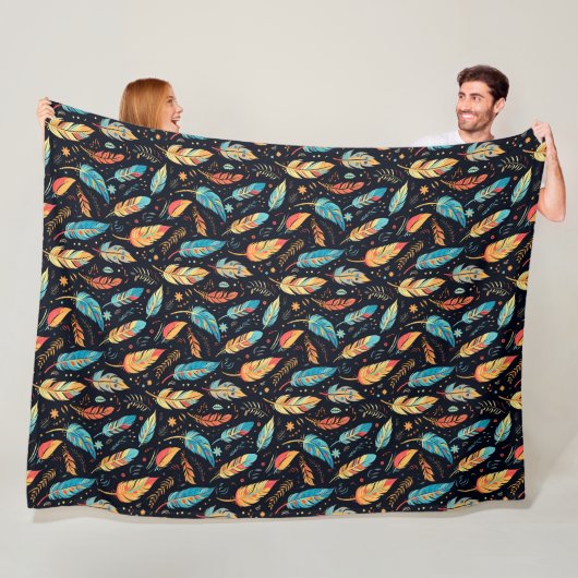 Boho kleine Federn Fleecedecke (Beispiel)