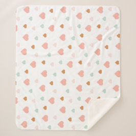 Boho kleine pastellfarbene Liebe Herz Sherpadecke