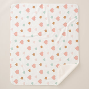 Boho kleine pastellfarbene Liebe Herz Sherpadecke