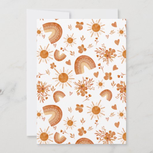 Boho kleine Regenbogenorangendusche Einladung (Rückseite)