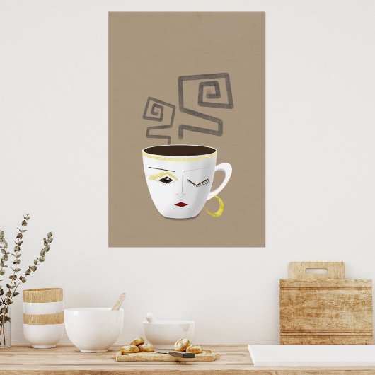 Boho kleine weiße afrikanische Kaffeetasse Teil 4 Poster (Küche)