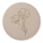 Boho knob flat ceramic knob with wildflower keramikknauf (Vorderseite)