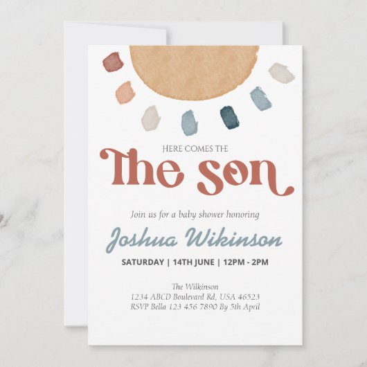 Boho kommt mit der Son Baby Dusche Einladung (Vorderseite)