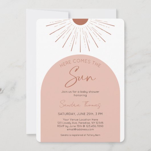 Boho kommt mit der Sun Baby Dusche Einladung (Vorderseite)