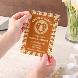 Boho Königin des Herzens Geburtstagsparty Pergament Einladungen