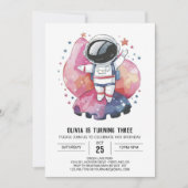 Boho Kosmic Adventure Astronaut Geburtstag Einladung (Vorderseite)