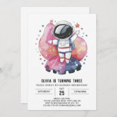Boho Kosmic Adventure Astronaut Geburtstag Einladung (Vorne/Hinten)