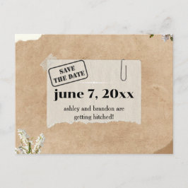 Boho Kraft Paper Floral SAVE THE DATE Postkarte