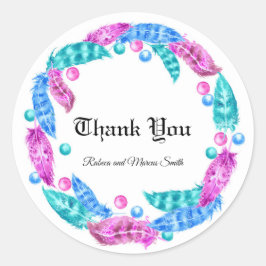 Boho Kranz, Eleganz lebhafter Farben Runder Aufkleber