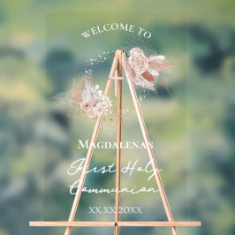 Boho Kranz Erster Kommune Begrüßungszeichen Acrylschild