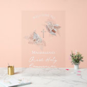 Boho Kranz Erster Kommune Begrüßungszeichen Acrylschild (Hochzeit)