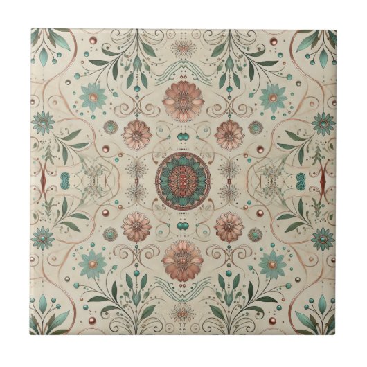 Boho-Kräuter-Muster klein Fliese (Vorderseite)