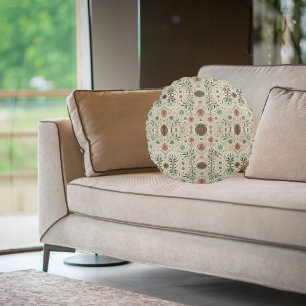 Boho-Kräutermuster Rundes Kissen