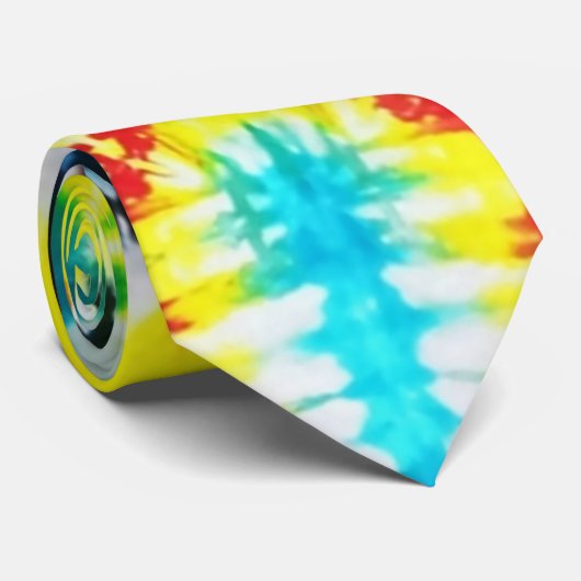 Boho Krawatte gefärbt Navy Blue Aqua Gelb Türkis (Gerollt)