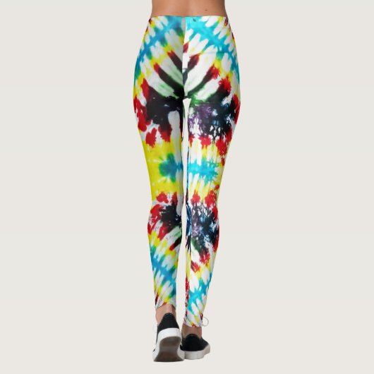 Boho Krawatte gefärbte Muster Vibrant Rainbow Colo Leggings (Rückseite)