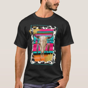 BOHO-KUH Leopard-Kuh-Muster Serape-Druck Cowgirl T-Shirt