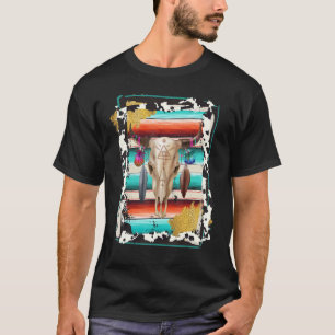 BOHO-KUH Leopard-Kuh-Muster Serape-Druck Cowgirl T-Shirt