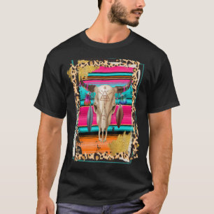 BOHO-KUH Leopard-Kuh-Muster Serape-Druck Cowgirl T-Shirt