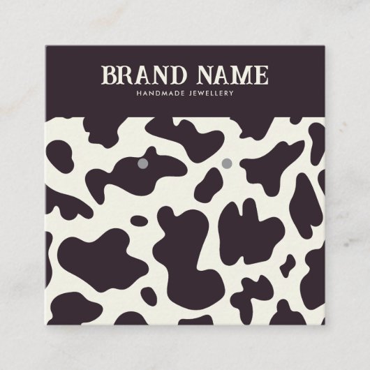 Boho Kuh Muster Ohrringe Display-Karte Quadratische Visitenkarte (Vorderseite)