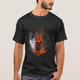 Boho-Kuh-Schädel-Blumen-Diamant-Weiß-Rot-Orange-Sp T-Shirt