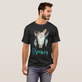 Boho-Kuh-Schädel-Blumen und Feder T-Shirt (Vorne ganz)