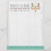 Boho Kuh-Schädel mit den Bögen niedlich u. Briefbogen (Vorderseite)