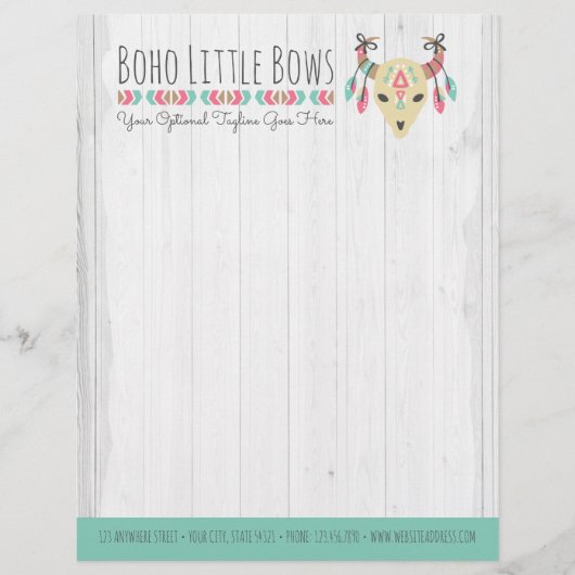 Boho Kuh-Schädel mit den Bögen niedlich u. Briefbogen (Vorderseite)