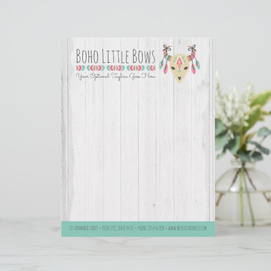Boho Kuh-Schädel mit den Bögen niedlich u. Briefbogen (Stehend Vorderseite)