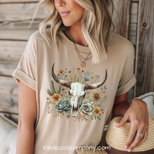 Boho-Kuh-Schädel Western-Desert-Vibes-T-Shirt Tri-Blend Shirt