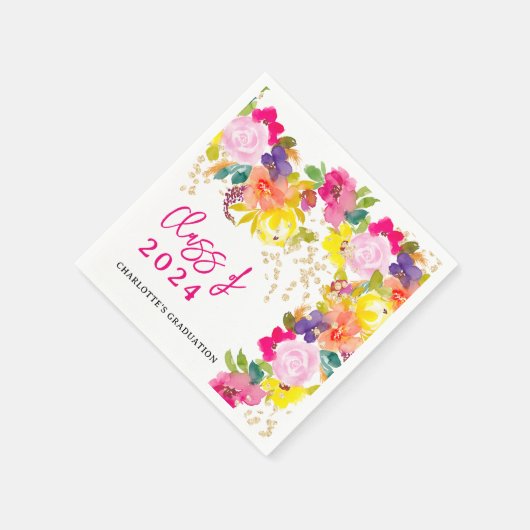 Boho kühne Aquarellfarben Blume Frühjahr Abschluss Serviette (Ecke)