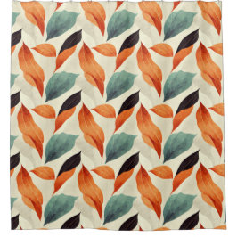Boho künstlerisch orange blaue schwarze Blätter Duschvorhang