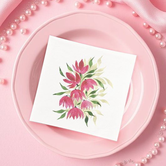 Boho Künstlerische Wildblumen Wasserfarbe Serviette