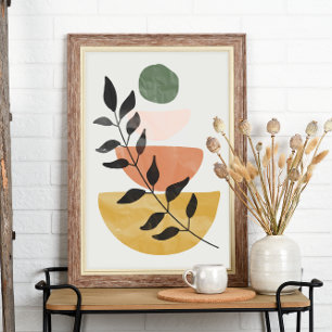 Boho-Kunststil Moderne Blätter Poster