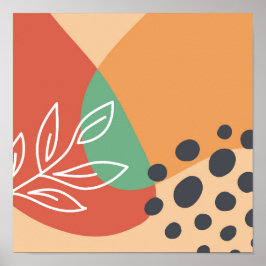 Boho Kunstwerk, Blumenstrauß Kunst, bunte Formen Poster